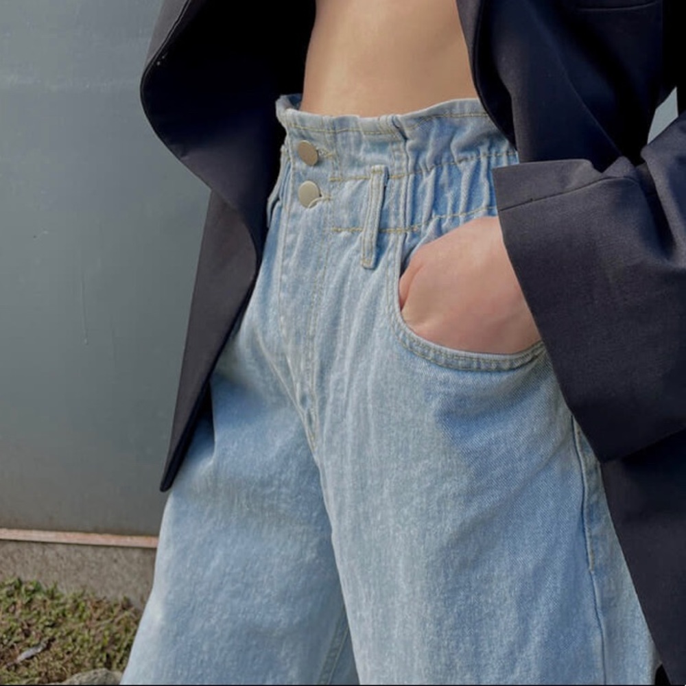 OAK + FORT Women's High Rise Jeans in Light Blue